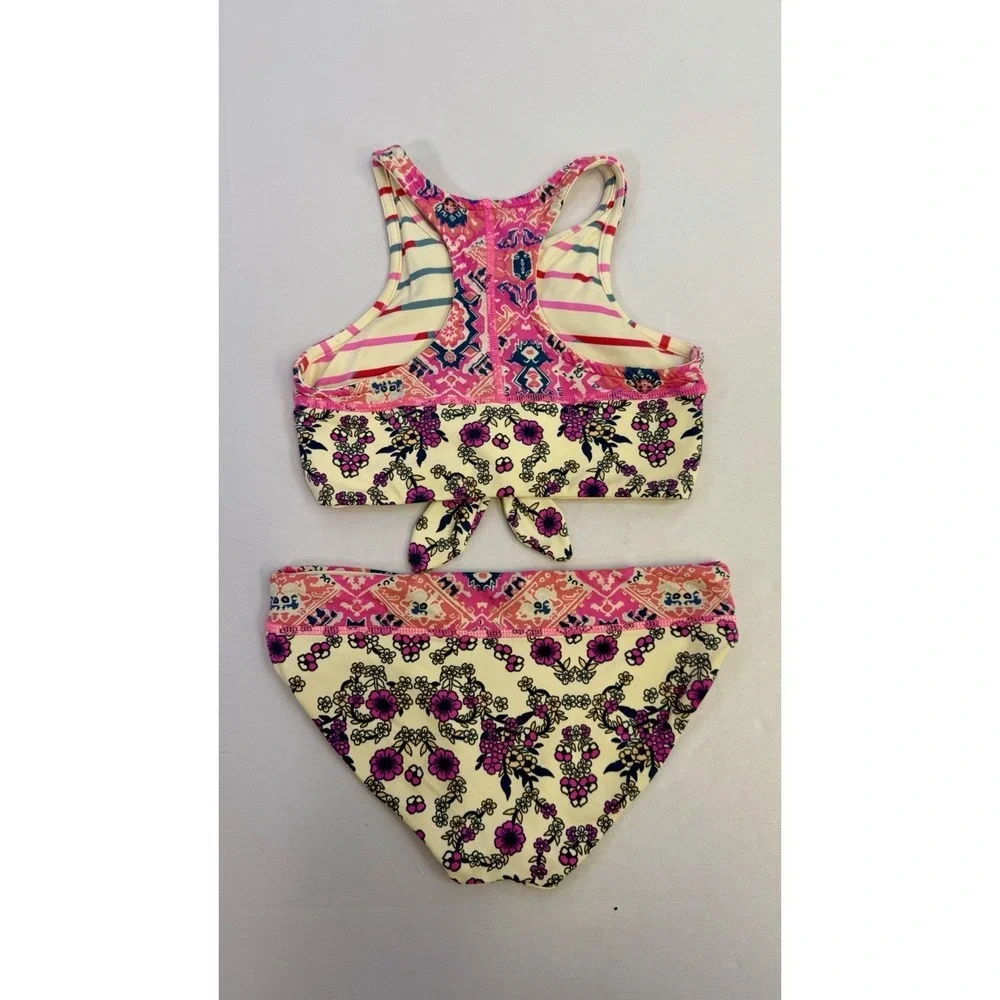 Maaji Girls 2 Piece Bikini Swimsuit Colorful Reversible Sz 8 EUC Beach Pool